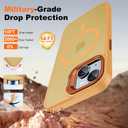 JAME for iPhone 15 Case with Stand, 2X [Tempered Glass Screen Protector][Compatible with Magnetic] Built-in Camera Kick-Stand Phone Case for iPhone 15, Magnetic Case for iPhone 15 6.1, Orange