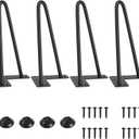 6 x SMARTSTANDARD 8 Inch Heavy Duty Hairpin Furniture Legs, Metal Home DIY Projects for TV Stand, Sofa, Cabinet, etc with Rubber Floor Protectors Black 4PCS