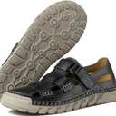 MAIZUN Leather Sandals for Men Summer Closed Toe Sandal Outdoor Fisherman Shoes Hiking Walking Shoes for Beach Walking Hiking Sport Sandal (7.5, Black)