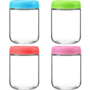 4 Pack Glass Mason Jars with Lids, 16oz Airtight Overnight Oats Containers, Glass Storage Jars for Breakfast, Lunch, and Leftovers  BPA-Free, Leakproof, Ideal for Meal Prep and Pickling