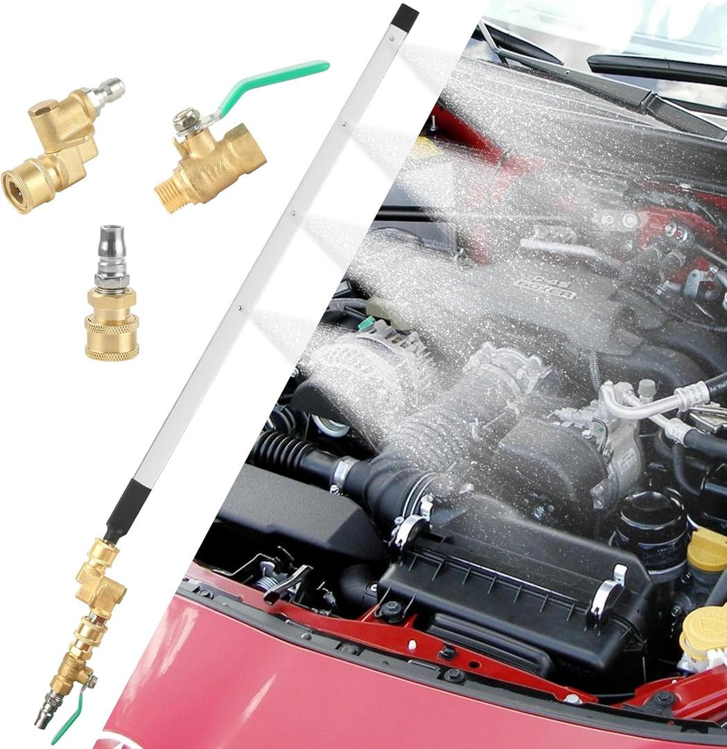 31" Radiator Cleaning Wand 4500 PSI 304 Stainless Steel Dual Air/Water Pressure Washer Tool for Radiator Flush & Heater Core Cleaning, Includes Gun Adapter for Cars, Trucks & Heavy Equipment