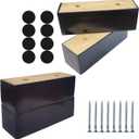 2 Inch Wooden Sofa/Bed Riser L Shaped Wood Furniture Legs/Couch Legs/Replacement Sofa Feet/Dresser Leg Set of 4 (Rectangle, Black)