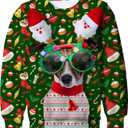 Funnycokid Kids Ugly Christmas Sweater Girls Boys Xmas Sweatshirt Funny Fleece Outfit 3D Print Clothes 4-16 Years (Green, M)