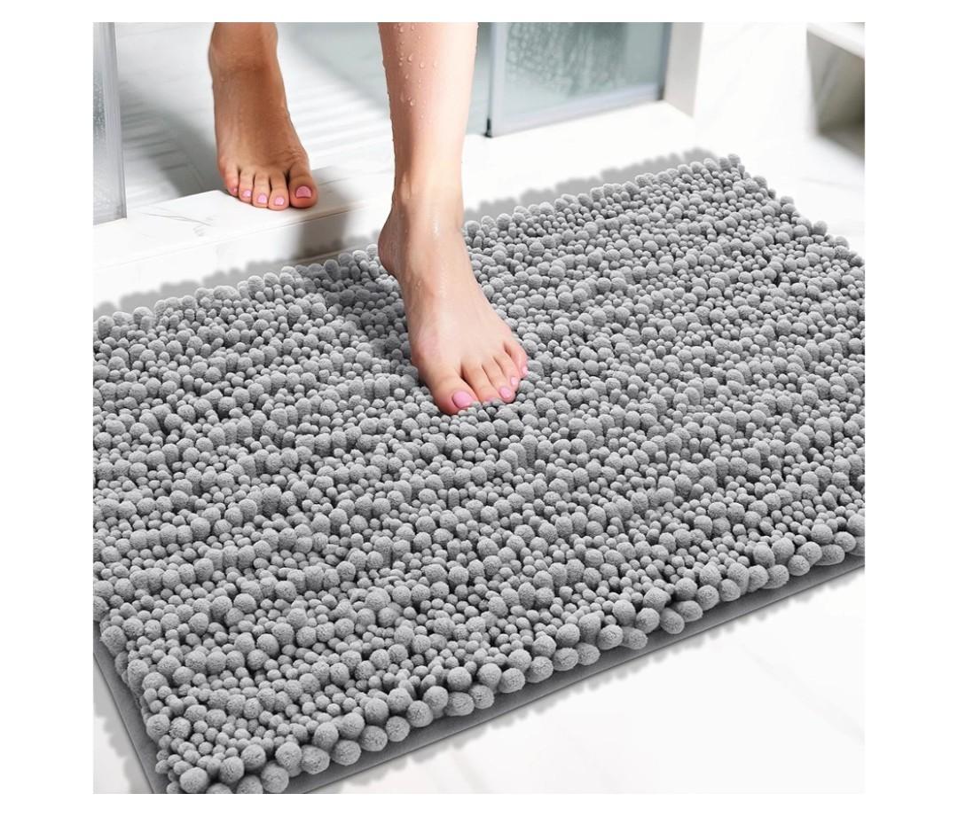 Bathroom Rugs Non Slip Washable - Ultra Soft Absorbent Chenille Bath Mat, Quick Dry Shaggy Floor Carpet for Tub Shower, Gray Home Decor Accessories
Amazon's Choice