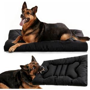 Indestructible Chew Proof Dog Bed for Large Size Durable Dog Crate Pad, Waterproof & Washable Tough Kennel Pet Mats for Aggressive Chewers (Black, XL-28''x41'')