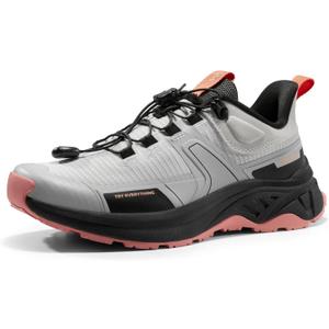 NORTIV 8 Women's Lightweight Hiking Shoes Quick Laces Outdoor Fashion Sneakers (Grey Pink)
