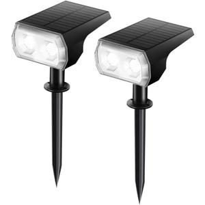 48 LEDs Solar Lighst Outdoors Landscape Spotlights Wireless Waterproof Outdoor Solar Spotlights for Yard Garden Patio Hot(2pcs White)