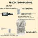 Dazzle Bright 300 LED Curtain String Lights, Christmas Fairy Lights for Bedroom with 8 Lighting Modes, Connectable Waterproof Window Lights Party Wedding Garden Wall Decor, White