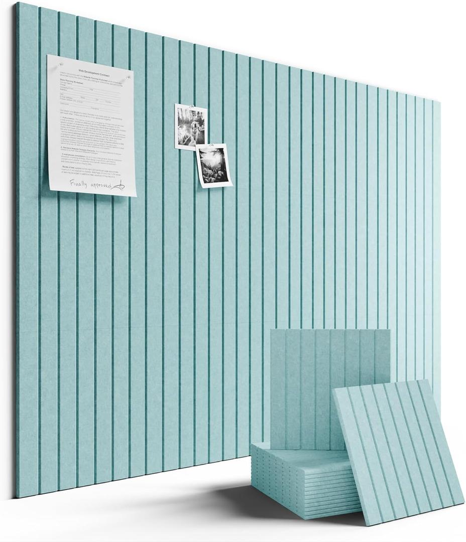 Large Felt Bulletin Board 48" x 36" Cork Board Alternative-12 Pack with 70 Safe Removable Adhesive Tabs, Cork Boards for Walls Cork Board for Home Office Classroom Pin Board-Teal Blue