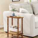 TUTOTAK Small Side Table, Narrow End Table, Skinny Sofa Table, Slim Nightstand, Couch Table, Living Room, Bed Room, Pure Brown TB01BB062C (2-Tier7.9"D x 15.8"W x 22.5"H)