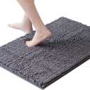 Lifewit Extra Soft Bathroom Rug Mat, Absorbent Shaggy Chenille Bath Rug, Non Slip Plush Rugs for Bathroom,Tub and Shower, Grey, 20 x 30 inch