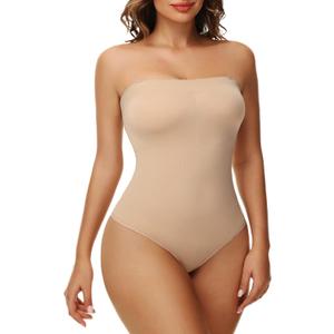 Strapless Shapewear Bodysuit for Women Thong Under Dress Bodysuit Tank Top (Small, Sienna-brief)