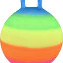 Rainbow Hopper Ball, 18 Inch, Bouncy Ball with Handle, Includes Pump, Great for for Indoor and Outdoor Play
