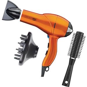 INFINITIPRO by CONAIR Hair Dryer with Diffuser | Salon Performance AC Motor Blow Dryer | Includes Diffuser, Concentrator and Bonus Blow-Out Brush | Orange 