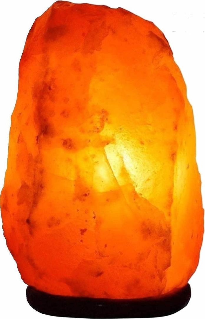 Dimmable Salt Lamp, Natural Himalayan Crystal Rock Salt Lamp Pink Light, Hand Crafted Wooden Base Direct from Foothills of The Himalayas Home Decor, Night Light & Gifts (7-11LB)