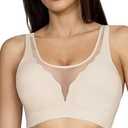 MOVINUN Womens Deep V Bras Wireless Comfortable Bra Supportive No Underwire Bras Tshirt Push Up Bralettes Plunge Seamless Bra Nude L