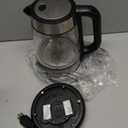 Amazon Basics Electric Kettle with Glass Carafe for Tea and Coffee, BPA-Free, Fast Boiling, Auto Shut-Off, Boil-Dry Protection, Water Level Indicator, 1.7 Liter, 1500W, Black and Silver (1.8 Quarts)