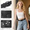 3 Pcs Studded Belt Y2K Metal Goth Punk Rock Rivet Belt with Bright Pyramid Studded for Women Men (Fit Pant 31-36 inch, Silver+black+double Holes)