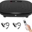 Vibration Plate Exercise Machine, Vibration Plate Platform with Bluetooth & Resistance Bands, Curved Design Full Body Workout Vibration Plate for Weight Loss, Muscle Recovery, Home (Black)