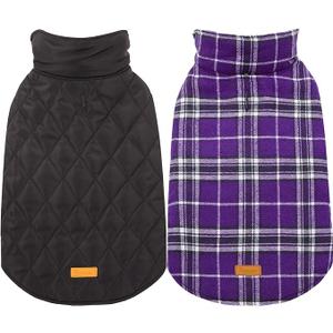 Kuoser Warm Dog Coat, Waterproof Dog Jacket for Extra Large Dogs, Adjustable Durable XXL Doggie Winter Coat Reversible Puppy Cold Weather Apparel from Small to Large Breed, Purple XXL (2X-Large (Pack of 1))