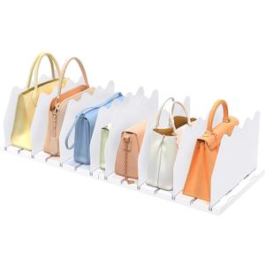 SOYO Adjustable Clear Purse Organizers for Closet, Acrylic Shelf Divider for Bag and Purse Storage, Clear Pocketbook and Handbag Organizer, Bookshelf Separator Organizers for House, Office Use, White