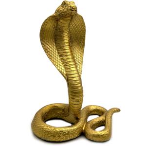 King Cobra Snake Statue Figurine Sculpture Animal Figure Collectible Gifts for Snake Lover Office Home Decor Desk Accessories Decoration Garden Yard Figurines Outdoor Decor (Gold)