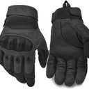 REEBOW GEAR Tactical Gloves Motorcycle Riding Gloves Full Finger Gloves Black (Large)