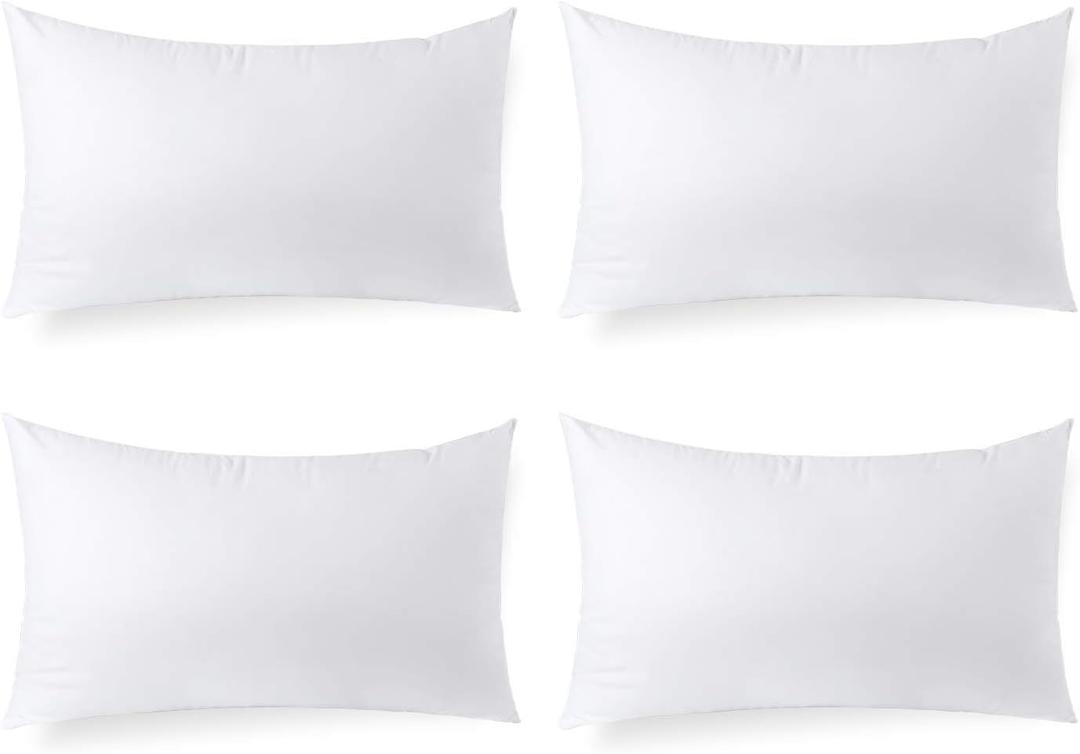 Hypoallergenic Lumbar Pillow Inserts 4 Pack, 12  20 Inches  Plush Polyester Throw Pillow Fillers for Sofas, Beds, and Office Use
