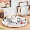 Wooden Lazy Susan for Table Turntable Organizer 18 Inch Large Lazy Susan Whitewashed Wood Serving Tray for Pantry Cabinet Countertop Round Spins Balanced Pine Spice Rack for Kitchen Essentials Storage