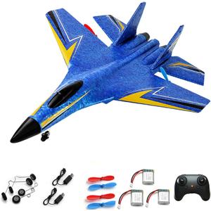RC Planes for Kids,Remote Control Airplanes Toys for Boys Girls,2CH Outdoor Foam RC Glider Fighter Jet for Teen and Adults Hobby Blue