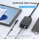 65W Surface Pro Laptop Charger-for Microsoft Surface Pro Charger Windows Surface Laptop 6,5,4,3,2,1,for Microsoft Surface Pro10,9,8,7+,7,6,5,4,3,X,Surface Book3,2,1,Surface Go Tablet,Support 44W, 10FT