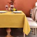 MEANMOY Gold 210 GSM Water & Stain Resistant Rectangle Tablecloth for 6 Foot Table - Solid 60 x 102 Inch Rectangular Table Cloth in Wrinkle Free Washable Polyester Fabric for Wedding, Party, Banquet
