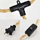 3 Plug-in Pendant Lights Kit - Hemp Rope Cord with Switch, 22 Ft Length, DIY Farmhouse Hanging Lighting Fixture
