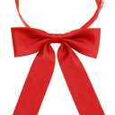 Mantieqingway Bow Ties for Women/Girls, Pre-tied Adjustable Bowties Solid Color Polyester Bow Tie for School Uniform Shirt (Red)