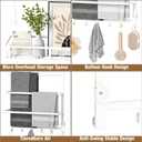 Aetyord Towel Racks for Bathroom Over The Door Towel Rack Towel Storage with Metal Shelf Basket and Hooks White