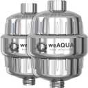 weAQUA Heavy Duty Shower Filter Family 2 PACK 99% Removal for Hard Water, Chlorine, Fluoride, Heavy Metals, Micro-life, Organics and More (Chrome)