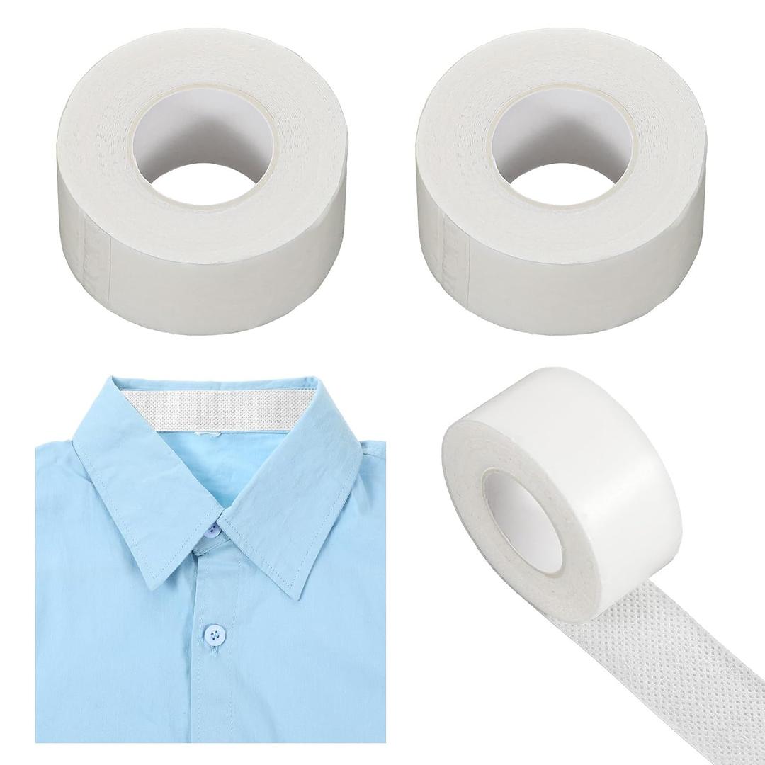 2 Roll Collar Protector for Shirts, Disposable Collar Protector Invisible Self-Adhesive Absorbent Sweat Shields Pad Collars Stays Sweat Pads for Shirt Neck Liner Hat Armpit Against Sweating Stain