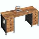 55 Inch Computer Desk with Storage Drawers and Shelves, Large Home Office Workstation Study Writing Desk for Small Spaces, Sturdy PC Gaming Table.
