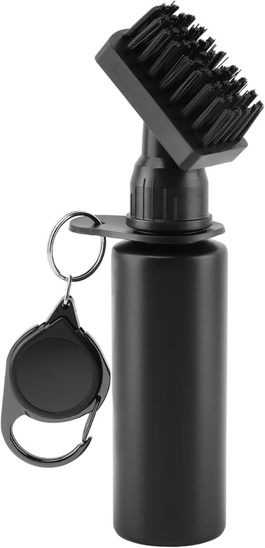 Golf Club Brush Cleaner with Water - Heavy Duty Retractable Clip- Squeeze Bottle for Easy Cleaning with Nylon Bristles