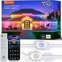 Lumary Permanent Outdoor Lights 2 with Remote, Slide-Base, 100ft with 60 RGBAICW LEDs for House Daily & Accent Lighting, 110+ Scene Modes for Christmas Outdoor Decor, Work with Alexa Google, White