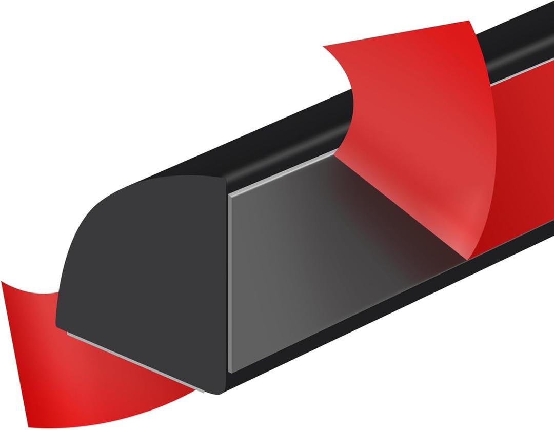 Flexible Quarter Round Trim Peel and Stick Rubber Self Adhesive Wall Corner Molding for Edge Corner Countertop, Black, 1/2" W x 1/2" H x 120" L