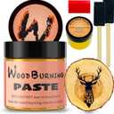 LAOBIAO Wood Burning Paste Beeswax Kit, 1 Jar Wood Burning Gel with 1 Jar Beeswax Paste, 2 Foam Paint Brushes and Squeegees for DIY Arts and Crafting & Stencil Wood Burning (5Pcs Set)