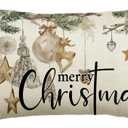 AVOIN colorlife Christmas Balls Reindeer Pine Cones Throw Pillow Cover, 12 x 20 Inch Hello Winter Holiday Cushion Case Decoration for Sofa Couch