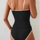Eomenie Women's Tankini Swimsuits Two Piece Tummy Control Bathing Suit Color Block Slim Swimwear with High Waisted Bottom, Large