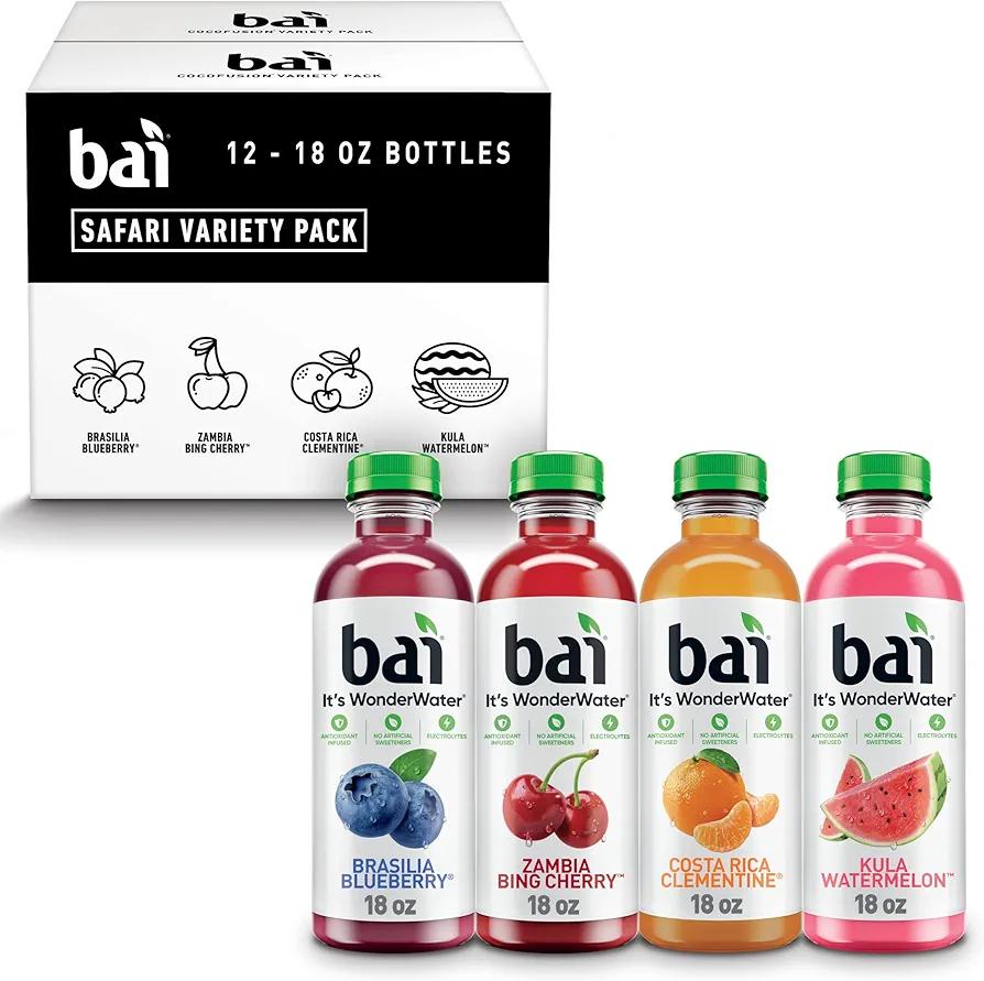 Bai Flavors Variety Pack, Antioxidant Infused Water Beverage, with Vitamin C and No Artificial Sweeteners, 18 fl oz bottles, 12 pack, BB Date 04/19/2026