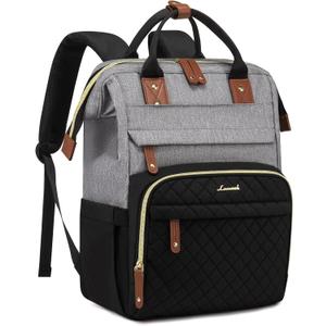 LOVEVOOK Laptop Backpack for Women, 17.3'' Waterproof Nurse Bag Teacher Work Backpack Purse for Women, Travel Computer Backpack for College Office Business Ladies (Gray Black)