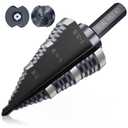 M2 Step Drill Bit, 3/16 to 1-3/8 in, Double Fluted, Cutting Drill Bit for Stainless Steel, Metal, Aluminum, Copper, Wood, PVC