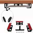 IFCASE Under Desk Laptop Mount & Headphone Holder with Adhesive & Screw, Hard Aluminum Under Table Desk Holder for Laptop, Mac mini, MacBook Pro (Black)