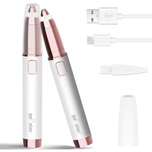 gurelax Eyebrow Trimmer for Women,Electric Eyebrow Hair Remover, Painless Brow Razor Shaper with LED Light, USB Rechargeable, Eye Brow and Face Epilator for Ladies(White)