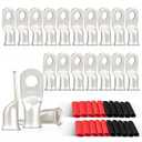RED WOLF 20PCS 2 AWG-5/16 Marine Grade Wire Lugs, Tinned Copper Ring Terminal Connectors Ends W/3:1 Dual Wall Adhesive Heat Shrink Tubing, Heavy Duty Anti-Rust Battery Cable Ends